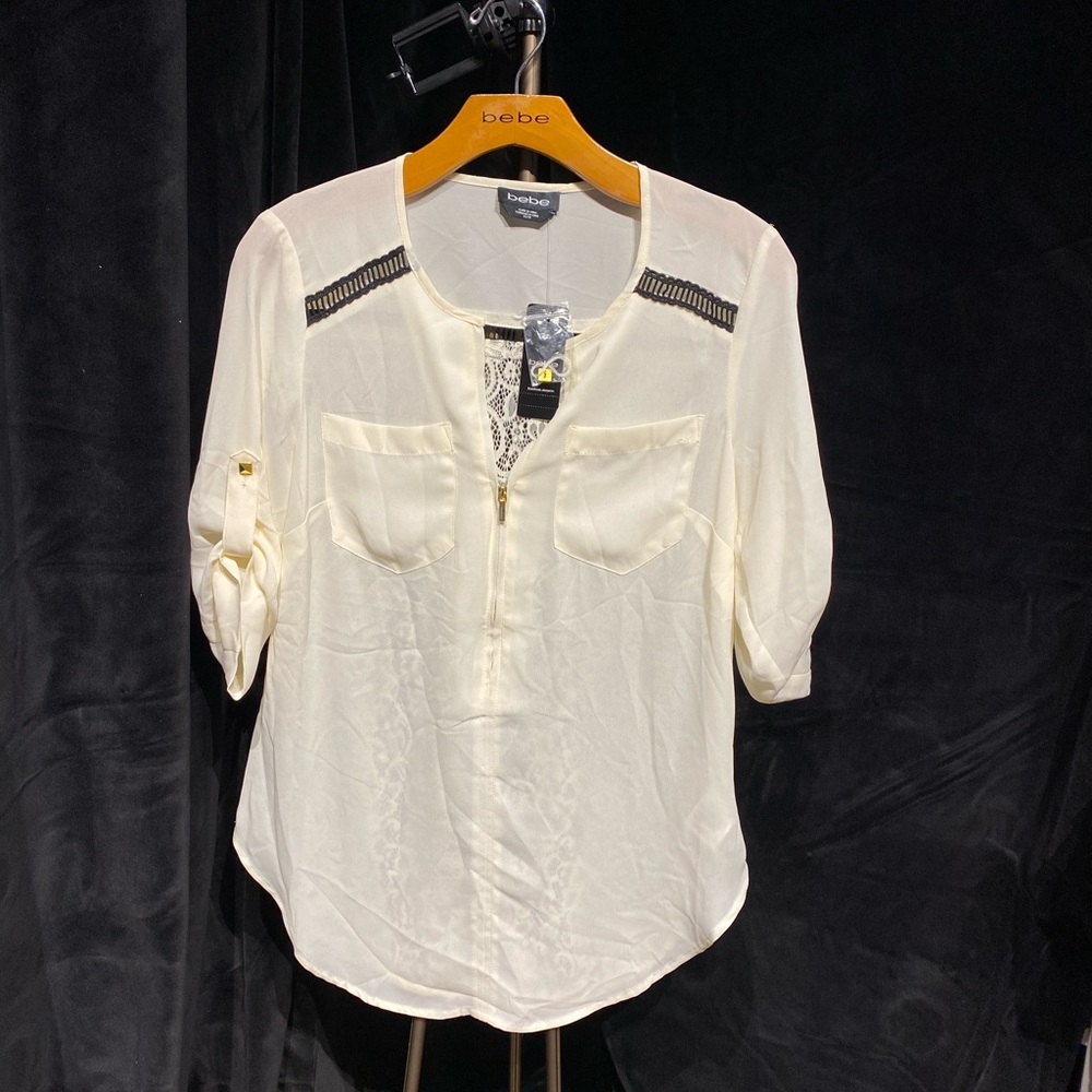 Bebe 3/4 sleeve lace back Jaime tunic size XS